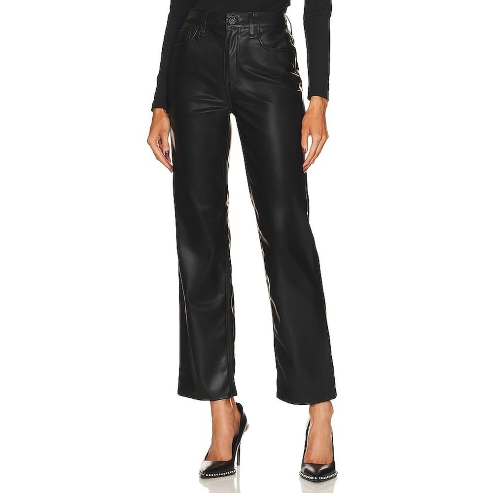 Hudson Jeans 'Remi' Black Faux Leather High Rise Straight Pants Size 27